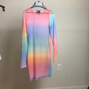 multi color,see-through dress